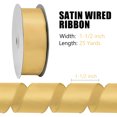 thumbnail image 4 of THEGLY Champagne Gold Wired Satin Ribbon, 1-1/2 Inch x 25 Yards Ideal for Christmas Tree Decor, Weddings, Parties, Hair Accessories & Wreaths​, 4 of 8