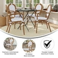 thumbnail image 4 of Merrick Lane Set of Four Stacking Thonet French Bistro Style Chair with Arms, White & Gray PE Rattan Seat, and Bamboo Metal Frame for Indoor/Outdoor Use, 4 of 17