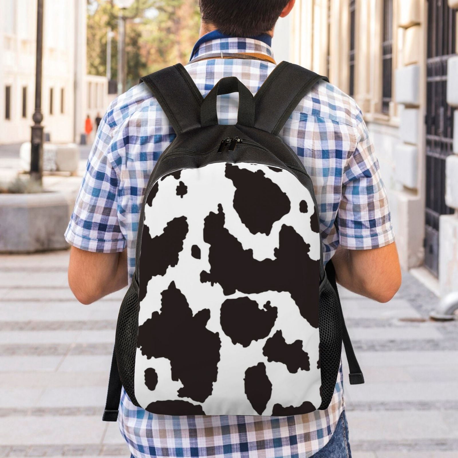 Defioc Cow Skin 2 Print Backpack -Travel,or Work Bookbag Daypacks with 15-Inch Laptop Sleeve and Dual Water Bottle Pockets