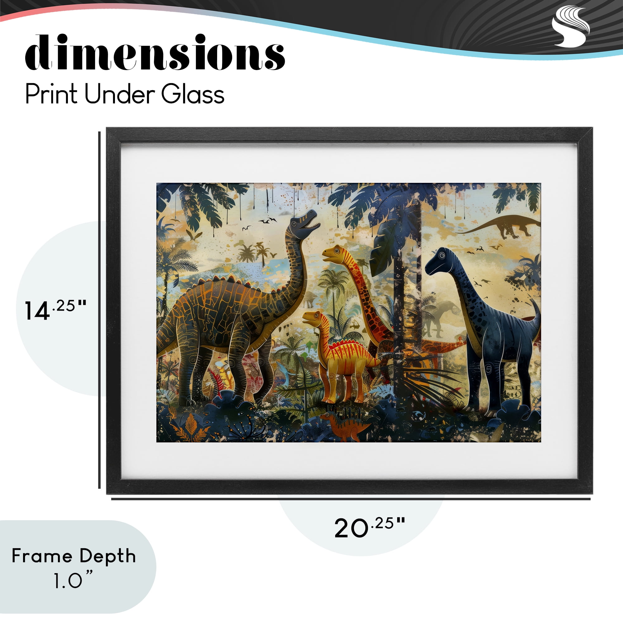 Stupell Industries Jurassic Journey in Nature Black Framed Print Under Glass, design by Lazar Studio