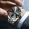 thumbnail image 4 of OLEVS Watches for men Diamond Business Dress Luxury Casual Analog Quartz Stainless Steel Waterproof Luminous Date Men Wrist Watches reloj para hombre Black Dial, 4 of 14
