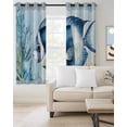 thumbnail image 2 of Coastal Ocean Fish Blackout Curtains for Bedroom Living Room Darkening Curtains 63 Inches Long Summer Watercolor Coral Window Curtain 2 Panels Set Insulated Window Treatment Grommet Drapes 42"x63", 2 of 9