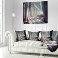 thumbnail image 3 of Designart Morning Sunbeams to Forest Road - Landscape Photography Throw Pillow - 16x16, 3 of 5