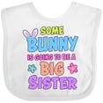 thumbnail image 3 of Inktastic Some Bunny is Going to Be a Big Sister with Bunny Ears and Flowers Girls Baby Bib, 3 of 4