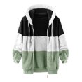 thumbnail image 7 of Leadmall Women Full Zip up Fleece Hoodie Jackets Ladies Fuzzy Fleece Color Block Jacket Oversized Winter Warm Coat with Pockets Drawstring Long Sleeve Hooded Sweatshirts Outwear Y-2 Green XXXL, 7 of 7