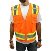 TRUECREST 2XL Surveyor Orange Two Tones Safety Vest, ANSI/ ISEA 107-2015