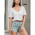 thumbnail image 6 of Women Large V-Neck Short Sleeve Bottoming Shirt, 6 of 7
