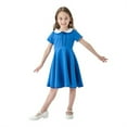 thumbnail image 3 of Gubotare Dresses for Girls Girls Dresses Short Sleeve Casual A-Line Party Dress (Blue,9-10 Years), 3 of 5