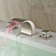 thumbnail image 2 of Brushed Nickel Bathroom Sink Faucet with Led Three Colors Brass Three Holes Dual Handle Waterfall Mix Hot & Cold Water, 2 of 6