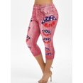 thumbnail image 1 of Más el tamaño de la impresión del labio de la bandera americana recortada Jeggings Rosegal Leggings de talla grande, 1 of 5