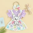 thumbnail image 5 of Douhoow Easter Baby Girl Clothes Sets 0-18M Infant Short Sleeve Romper Rabbit Suspender Skirts Headband, 5 of 9