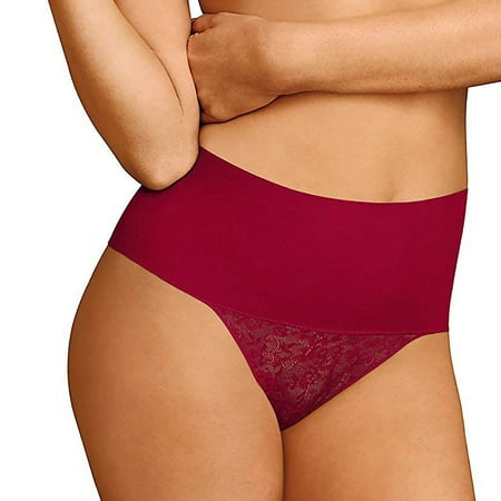 

Women s Tame Your Tummy Shaping Lace Thong with Cool Comfort High Waist Panties