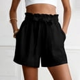thumbnail image 2 of Lumtrix Women'S Wide Leg Shorts With Pockets High Waisted Adjustable Lightweight Tie Knot Loose Fit Summer Vacation Lounge Trousers Black 2XL, 2 of 5
