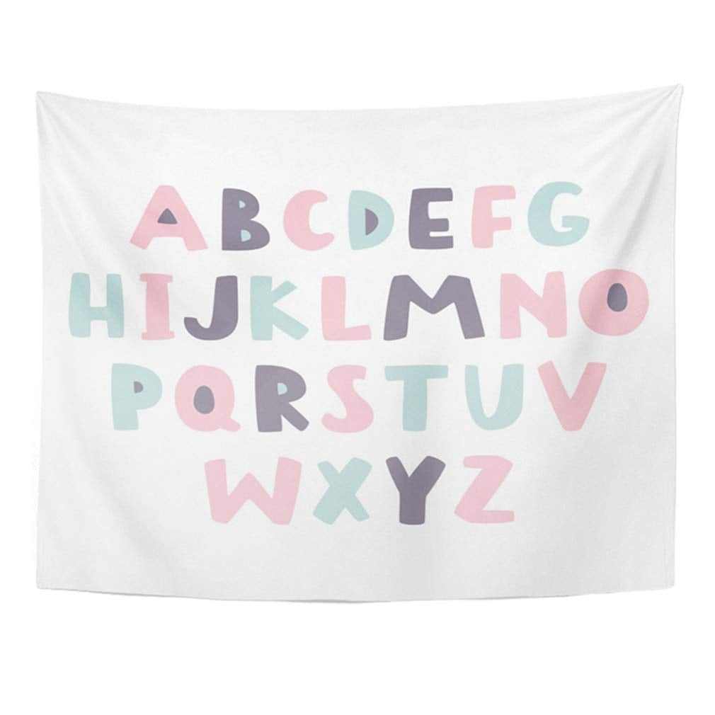 UFAEZU Pink ABC Bold Handwritten Childish Simple Letters ...