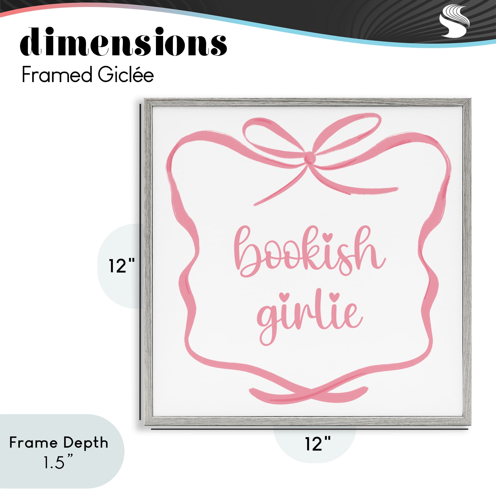 Stupell Industries Bookish Girlie with Bow Gray Framed Giclee Art, design by Lucille Price