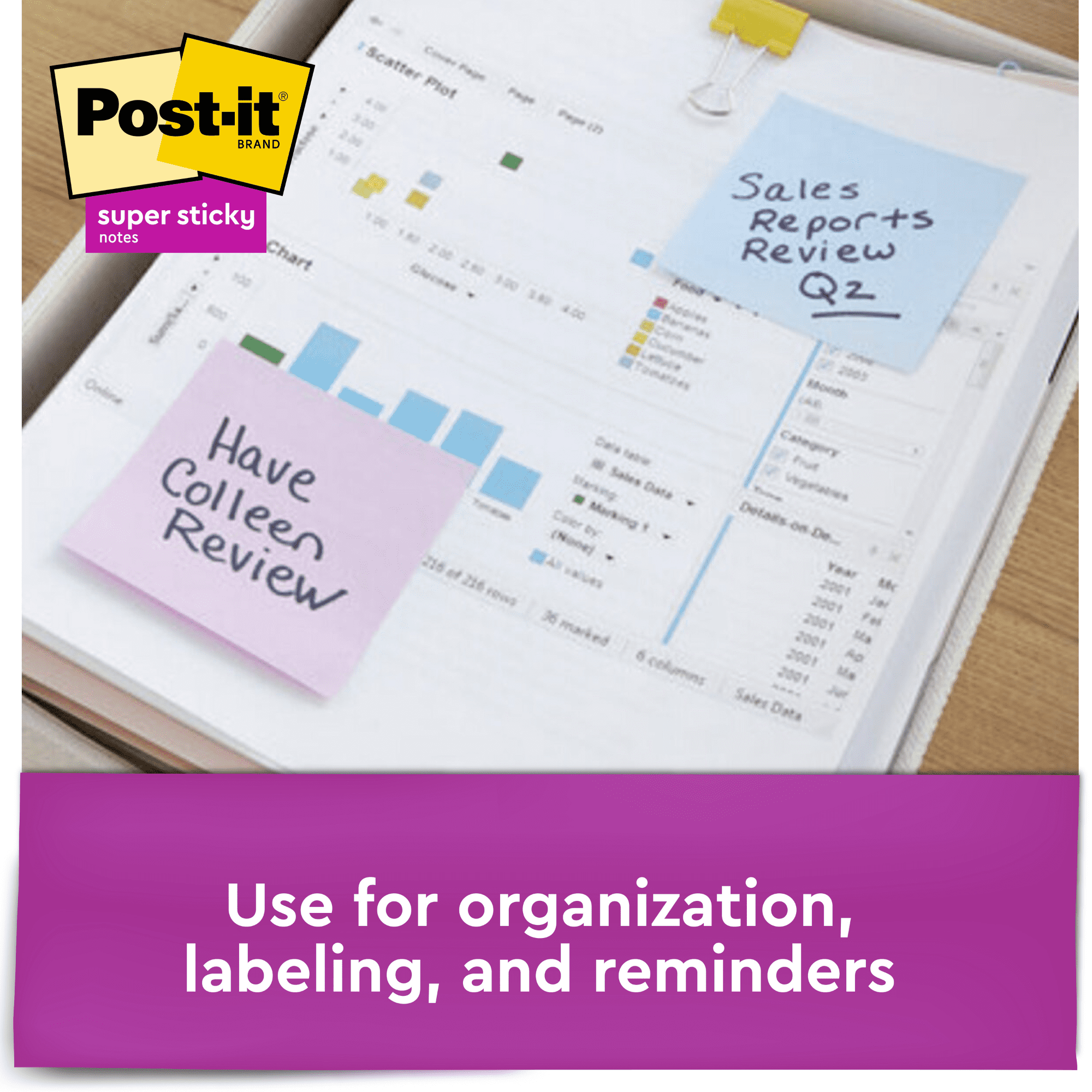 Post-it Super Sticky Notes 654-12SSAN, 3 in x 3 in (76 mm x 76 mm) Marrakesh Collection