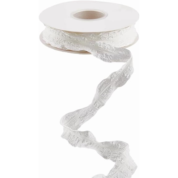 1 Inch 10 Yards White Ruffle Edge Ribbon Double Side Ruffled Pleated Edging Trimming Chiffon Lace Wedding Decorative Trim