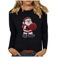 thumbnail image 4 of Uootdi Christmas Long Sleeve Shirts Gift for Women Tunic Blouses Cute Xmas Printed Tops Crew Neck Graphic Tees, 4 of 6