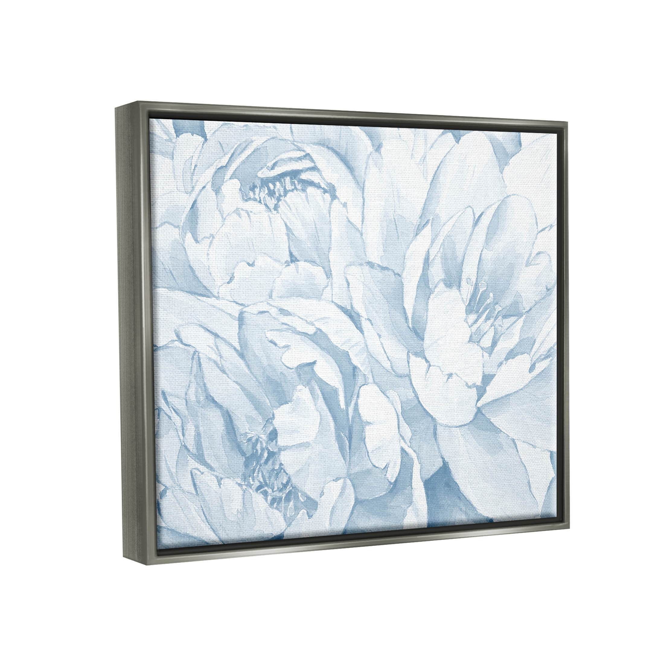 Delicate Blooming White Peonies Botanical & Floral Graphic Art Luster Gray Framed Art Print Wall Art
