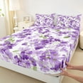 thumbnail image 3 of Manfei Purple Blossoms 3pcs Twin Sheet Sets for Kids Children,Spring Graden Twin Fitted Sheet,Chic Floral Flowers Breathable Flat Sheet,Microfiber Bedroom Decor, 3 of 7