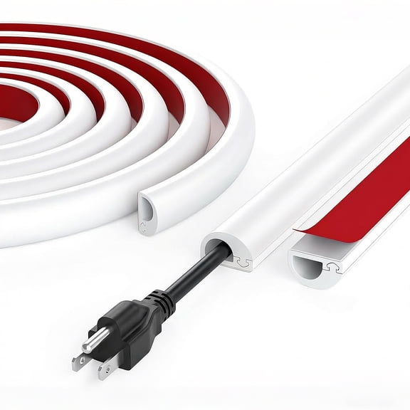 Godance 78" Silicone Cable Hider for Wall, Self-Adhesive Cord Covers for Wires on Wall, Flexible Cable Cover Raceway for Home, Office, White (0.7" W x 0.47" H)