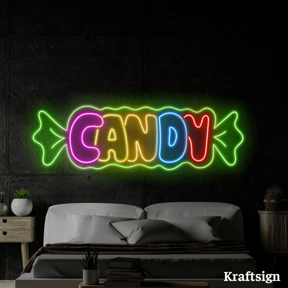 Craftnamesign Candy Neon Sign, Candy Shop LED Sign, Sweet Shop Party Decor