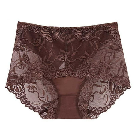 

ZHUASHUM Women High Waist Panties Lace Floral Boyshort