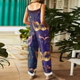 thumbnail image 3 of Fgvctg Womens Mardi Gras Jumpsuits Wide Leg Pant Carnival Party Spaghetti Straps Casual Mask Graphic Jumpsuit Sleeveless Bib Overalls Sprimg Rompers Clothing With Pockets Dark Purple XL, 3 of 4