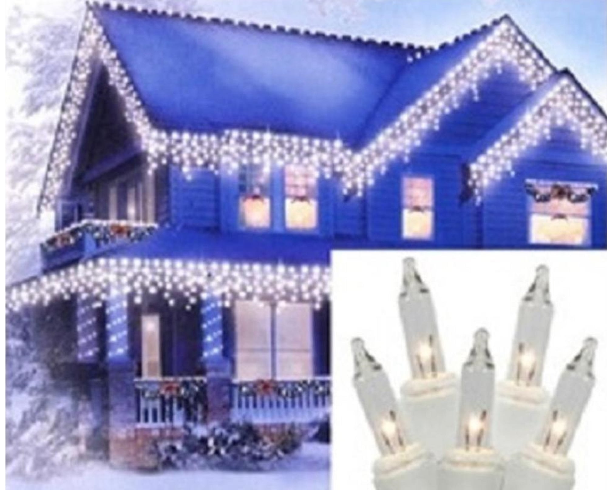 Brite Star 300ct Heavy Duty Icicle Christmas Lights Clear 20' White Wire