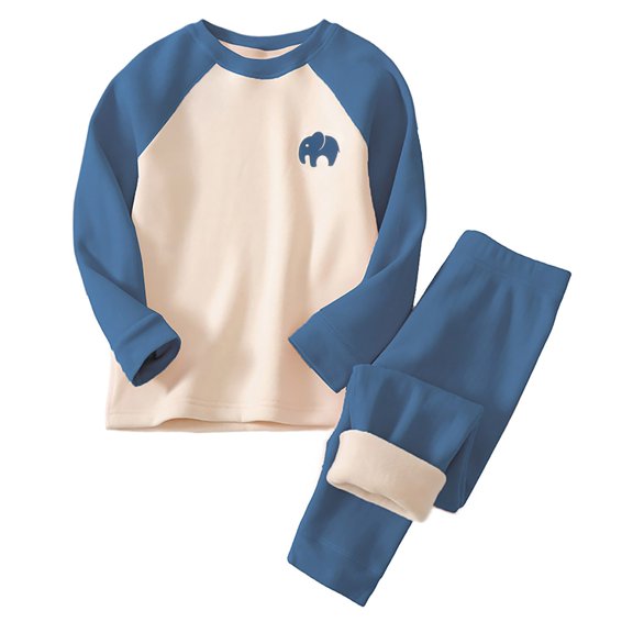 Pajamas for Boys Cartoon Print Long Sleeve Crew Neck Top And Cuffed Trousers 2 Piece Loungewear Pjs for Boys Size 3-4 Years