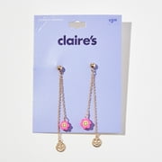 Claire's Pink and Gold Smiley Face Drop Earrings