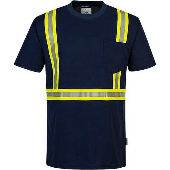 Portwest F131 Mens Reflective Iona Xtra Enhanced Visibility Work T-Shirt Navy, 4X-Large