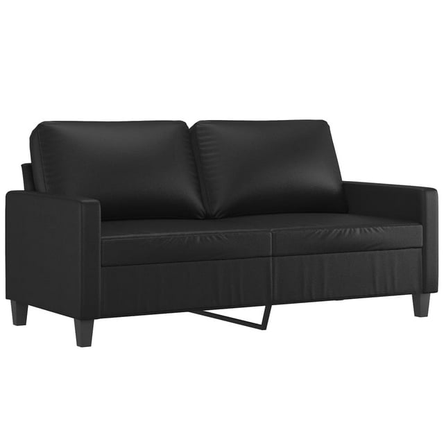 vidaXL Ensemble de Canapé 2 Pcs avec Coussins en Similicuir Noir