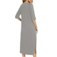 thumbnail image 5 of ZyeKqe ZyeKqe Nightgowns for Women V Neck Sleep Shirts 3/4 Sleeve Sleepwear Plus Size Pajama Dress with Pockets Loungewear, 5 of 8
