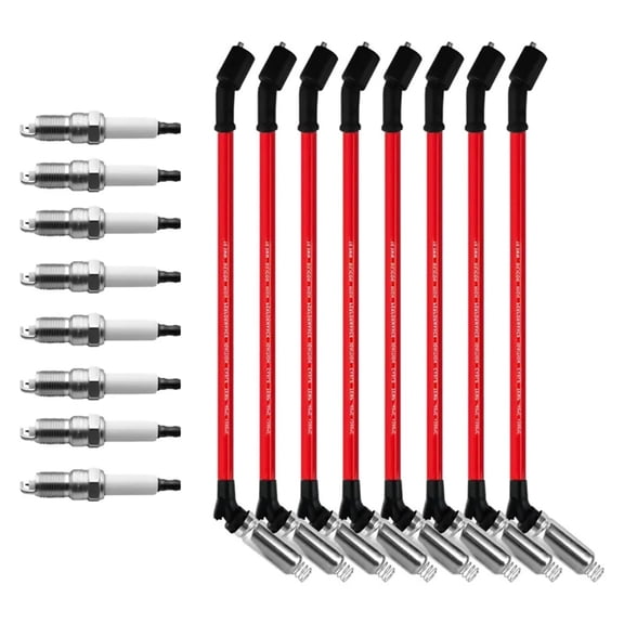 8PCS Spark Plugs & Wires Set for Chevy & GMC V8 Engines 4.8L-6.0L Enhanced Fuel Efficiency and Performance