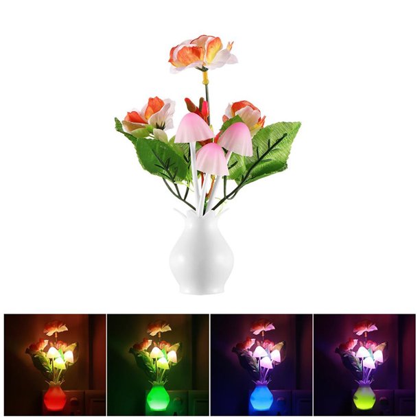 Billuyoard Lámpara de pared enchufable con Sensor de luz nocturna LED romántica de EE. UU., iluminación para el hogar, seta, hongo, luz colorida Iluminación y accesorios Billuyoard HA025618-00
