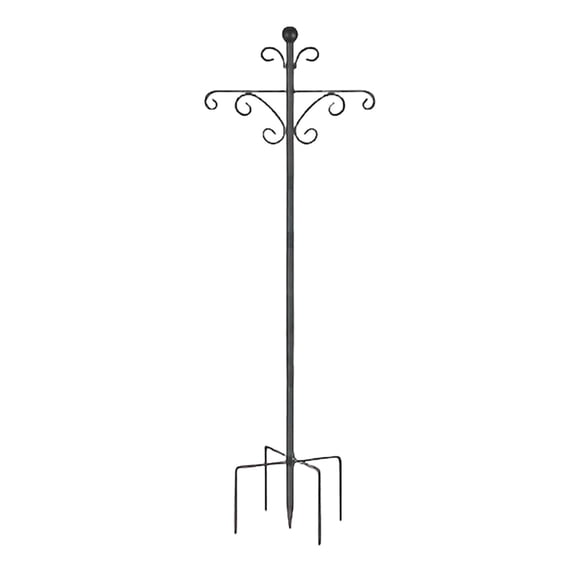 S SERENABLE Garden Shepherd Hooks with Double Hooks Ornament Metal Bird Feeder Pole with 5 Prong Base for Outdoor Garden Plant Bird Nests 46inch
