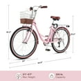 thumbnail image 3 of VIRIBUS Women's Bike 24" Beach & City Cruiser Bicycle with 7 Speed Basket Pink, 3 of 7