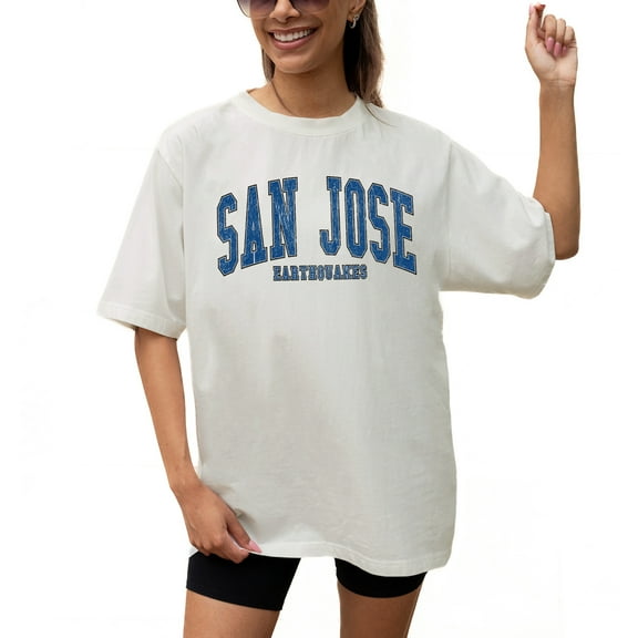 Women's Gameday Couture  Cream San Jose Earthquakes Goal Line Oversized T-Shirt