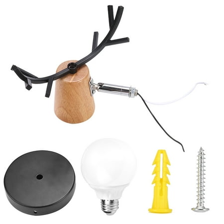 

220V E27 Simple Modern Deer Antler LED Wall Light Iron and Wood Perfect for Bedroom or Bedside