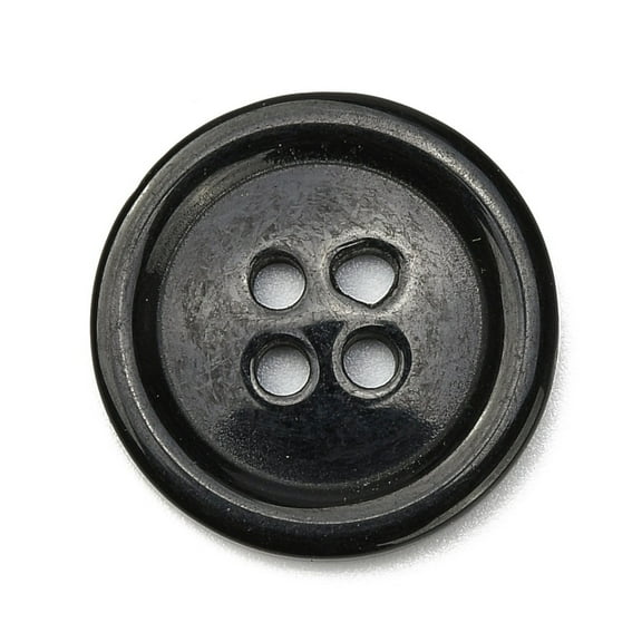 Resin Buttons Dyed Flat Round Black 20x3mm Hole: 2mm 195pcs/bag Resin