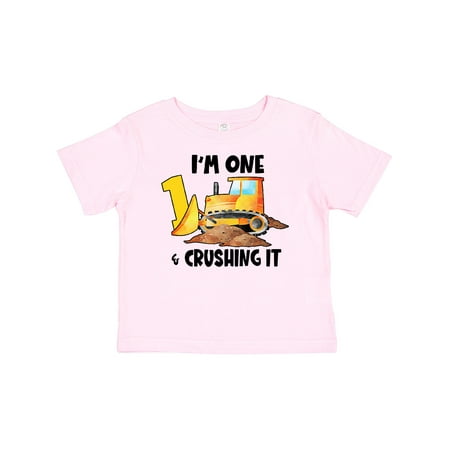 

Inktastic I m 1 and Crushing It Construction 1st Birthday Gift Baby Boy or Baby Girl T-Shirt
