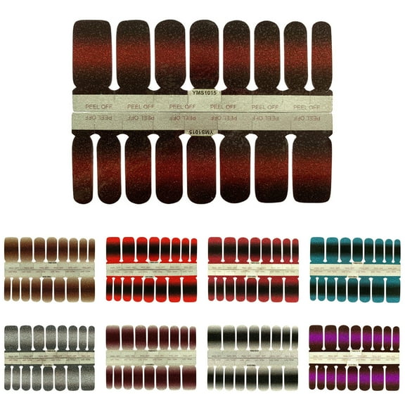 Joernso Women Self-Adhesive Gradient Glitter Full Wraps Nail Polish Sticker Art Decals