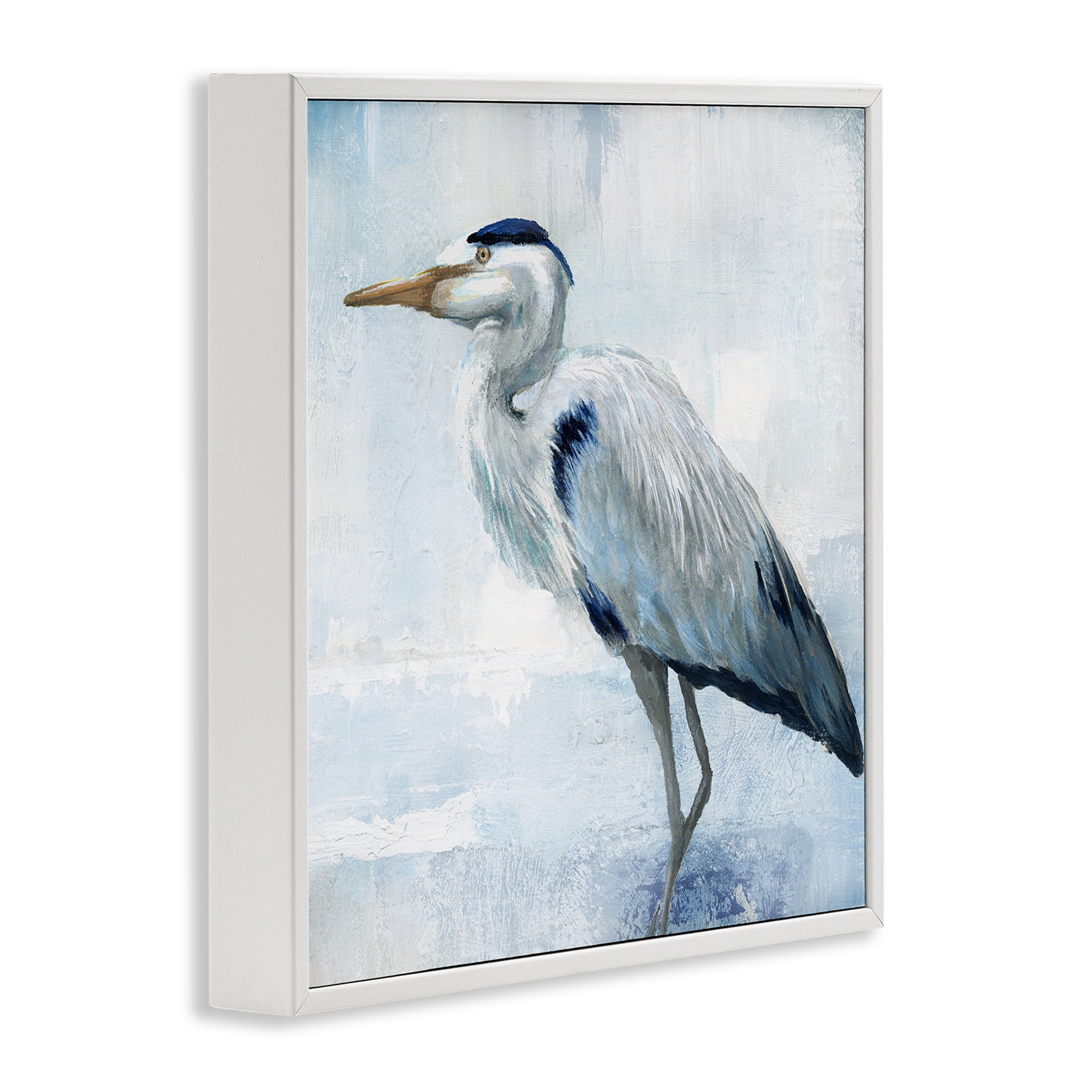 Stupell Industries Faded Blue Heron White Framed Giclee Art, design by Nan