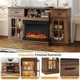 thumbnail image 4 of VINGLI Fireplace TV Stand up to 65'' TVs, 3-Sided Glass Entertainment Center with Electric Fireplace Heater & Glass Doors and Drawers, Media Console Table with LED, Living Room, Dark Rustic Oak, 4 of 8