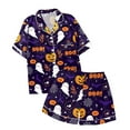 thumbnail image 2 of Hpapadks Halloween Women Pajama Sets Pumpkin Graphic Short Sleepwear 2 Piece Holiday Outfits Womens Pjs Sets Purple, 2 of 5