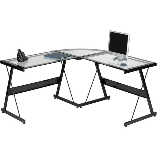 Santorini L Shaped Computer Desk, Inexpensive Glass Corner Desk