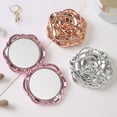 thumbnail image 2 of Espejo de maquillaje plegable portátil de doble cara con diseño de rosa 3D para mujer y niña, espejo de tocador de bolsillo vintage de mano, mini espejo de viaje, 2 of 8