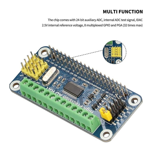 Planche d'Expansion AD HAT Haute Précision 10 Canaux 32 Bits avec Interface SPI Puce ADS1263 Planche d'Expansion Auxiliaire 24 Bits ADC Nanomodulus pour Raspberry Pi