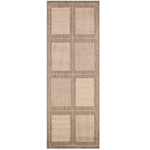 Couristan 2' x 11.75' Patterned Rectangular Area Throw Rug Runner - Khaki Brown and Beige